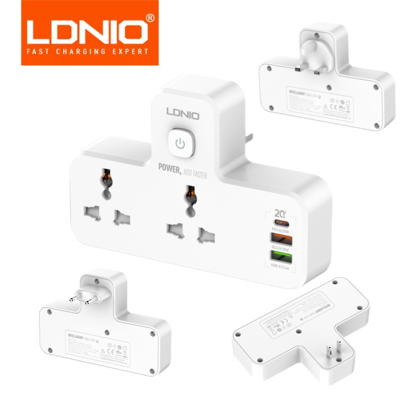 Smart Power Strip - LDNIO-Prise multiprise 2500W, adaptateur d'extension 2AC,