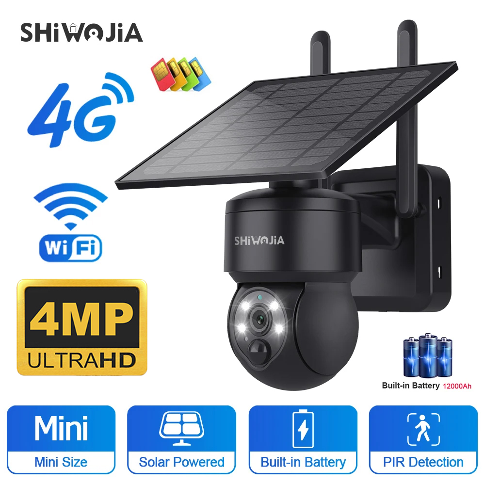 Smart Home Outdoor Camera - WinterWOJIA-Caméra solaire PTZ sans fil, caméra