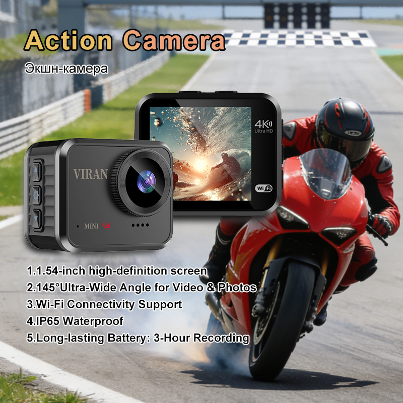 Smart Home Outdoor Camera - Mini caméra d'action 4K Ultra HD