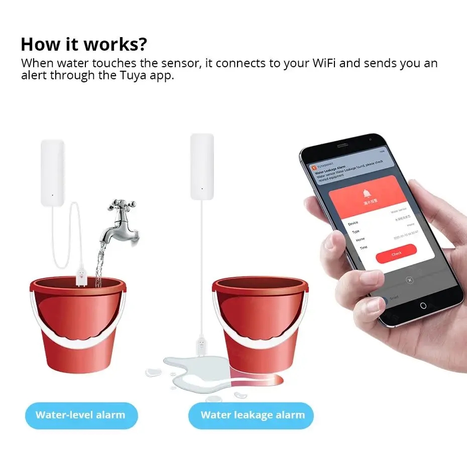 Tuya WiFi capteur de fuite d'e - Smart Home Water Level Sensor avis et prix